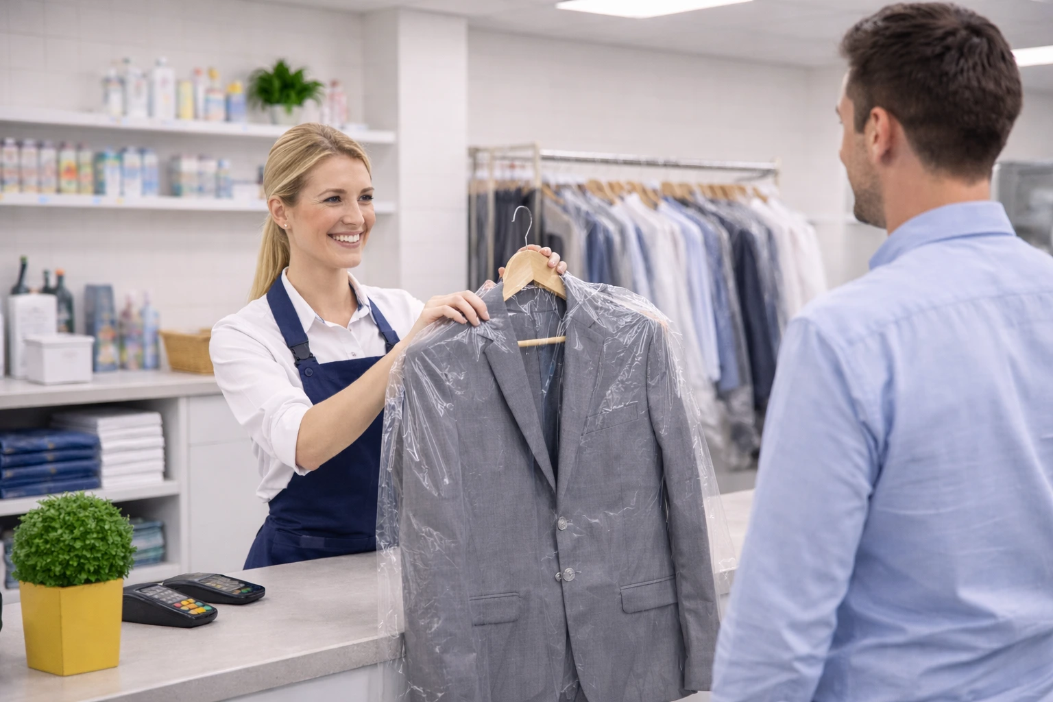 Accueil client en boutique Leader Clean